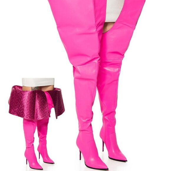 AZALEA WANG " PERSONIFIED ABSTRACT " THIGH HIGH BOOT IN PINK(BRAND NEW!!! - Picture 1 of 9